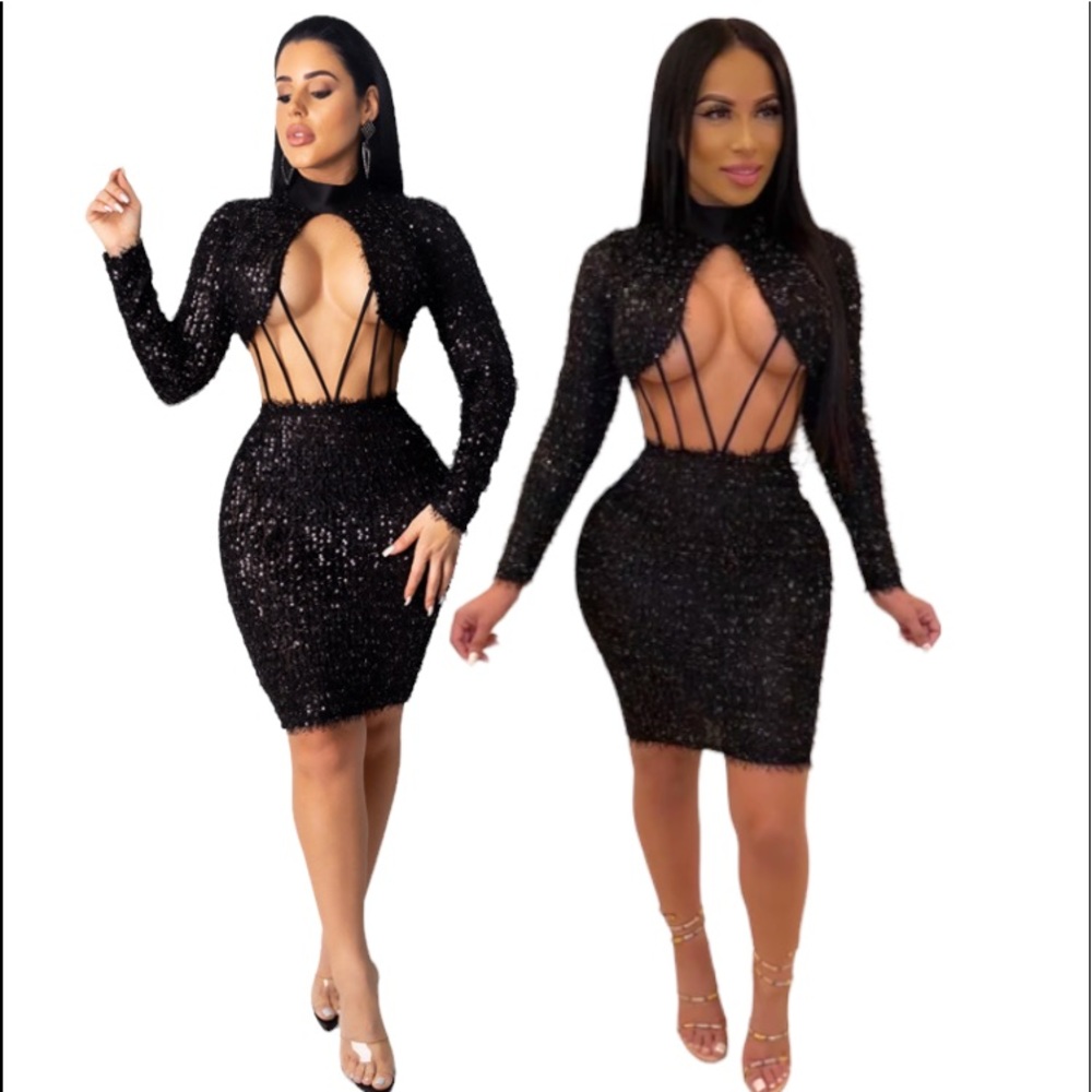 Dress mini skirt top straps fashion black cocktail mock open